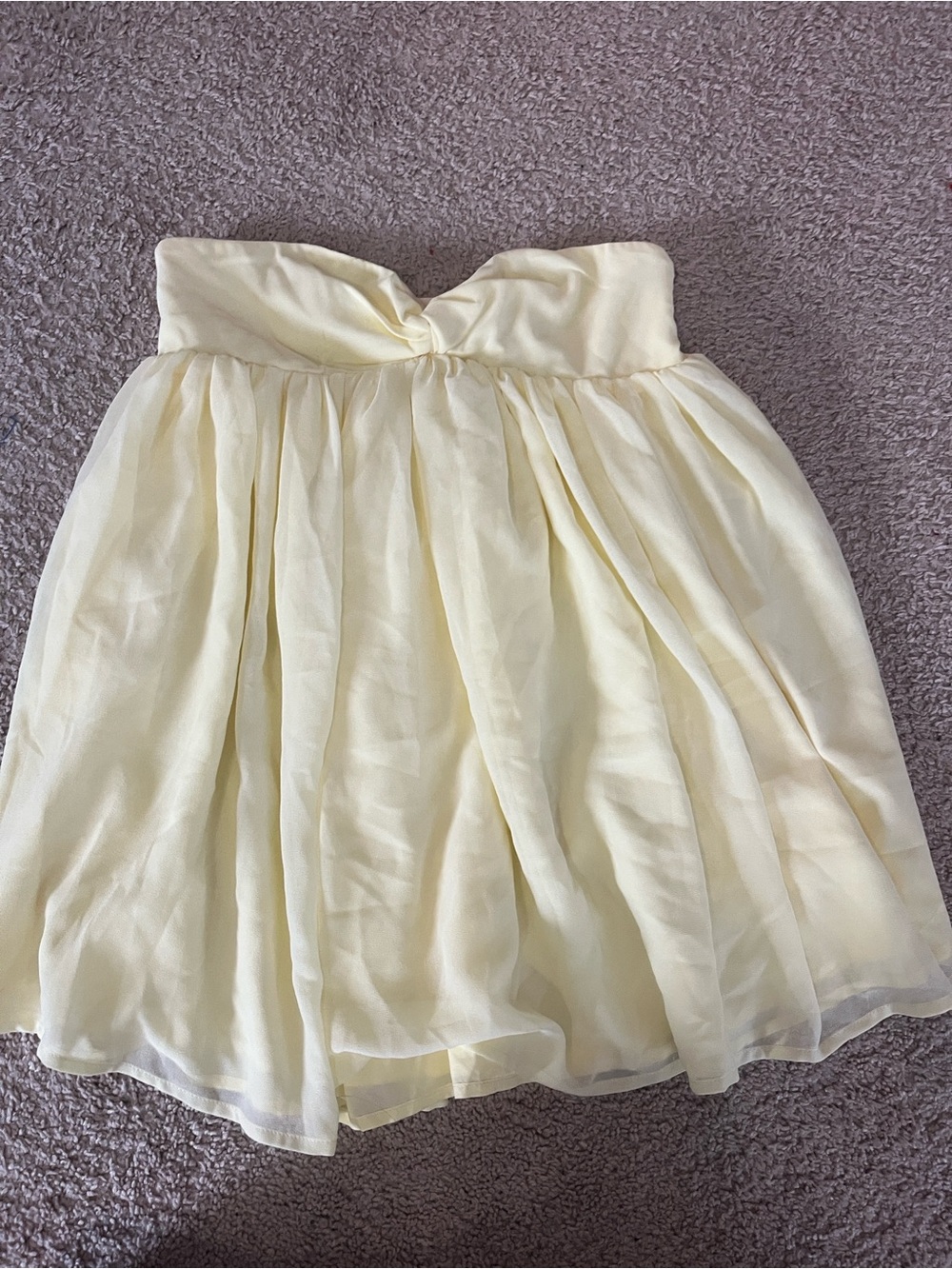 Peppermayo Pale Yellow Strapless Pleated Mini Dress